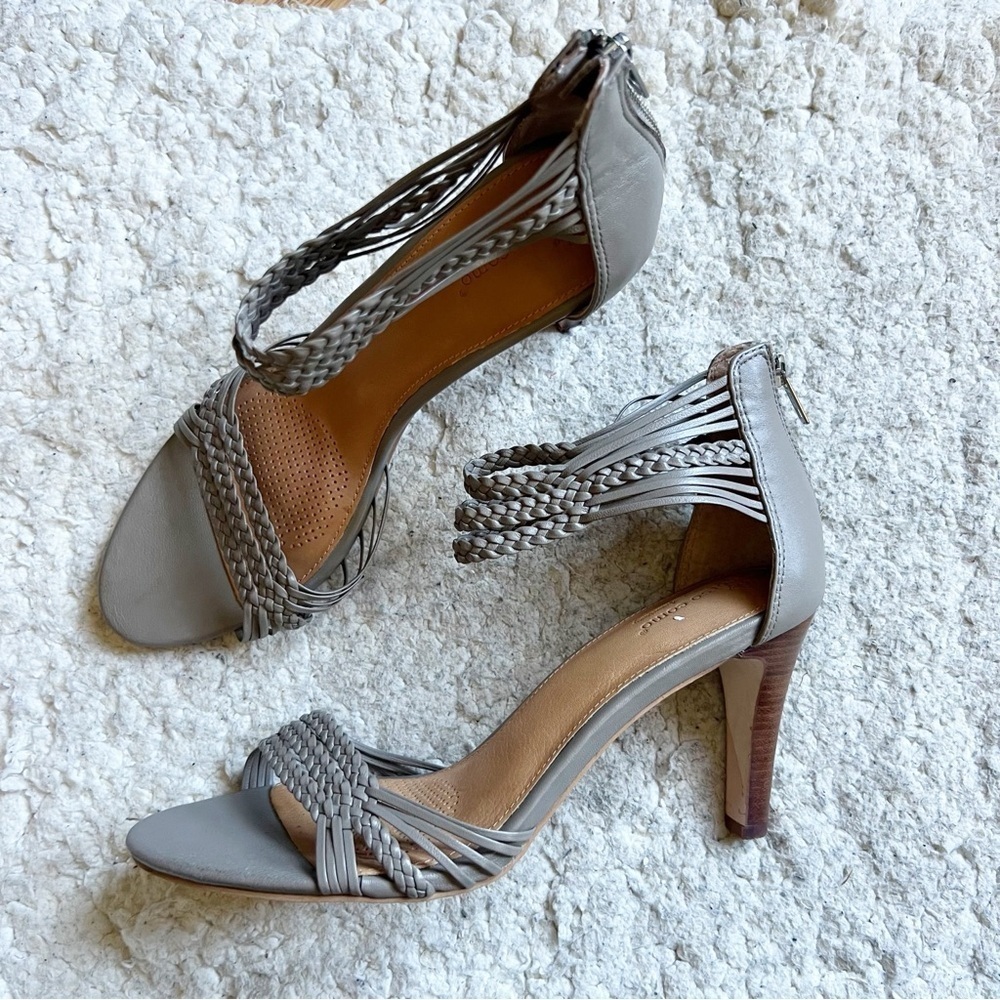 Corso Como 10th Anniversary Braided Leather Vamp Ankle Heeled Sandals Size 10